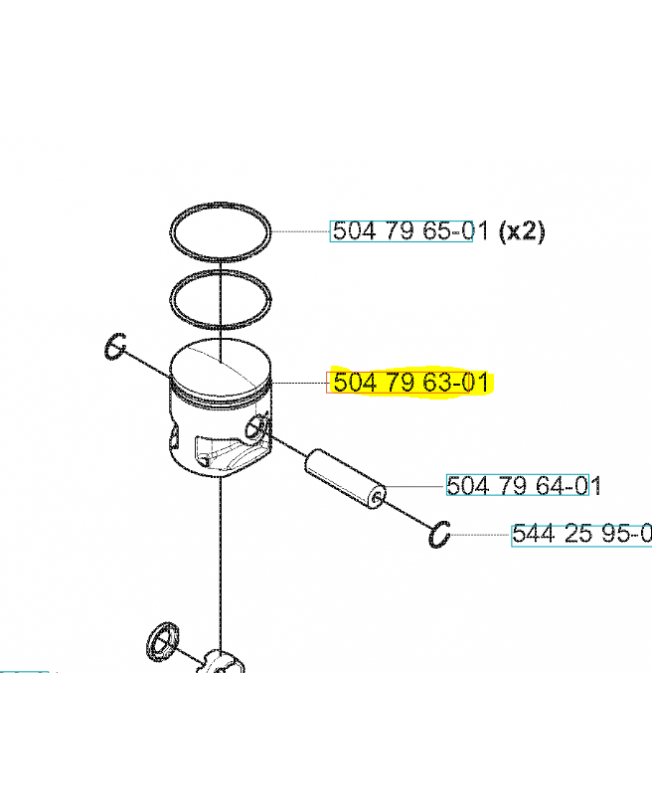 Piston husqvarna ref. 504796301 Remplace référence 521628501