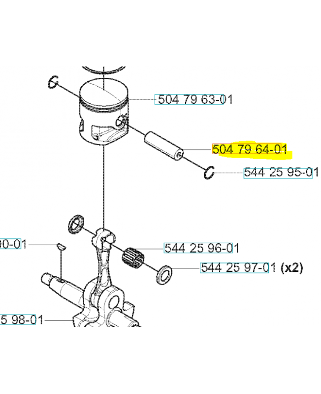 axe de piston husqvarna ref. 504796401 Remplace référence 521522801