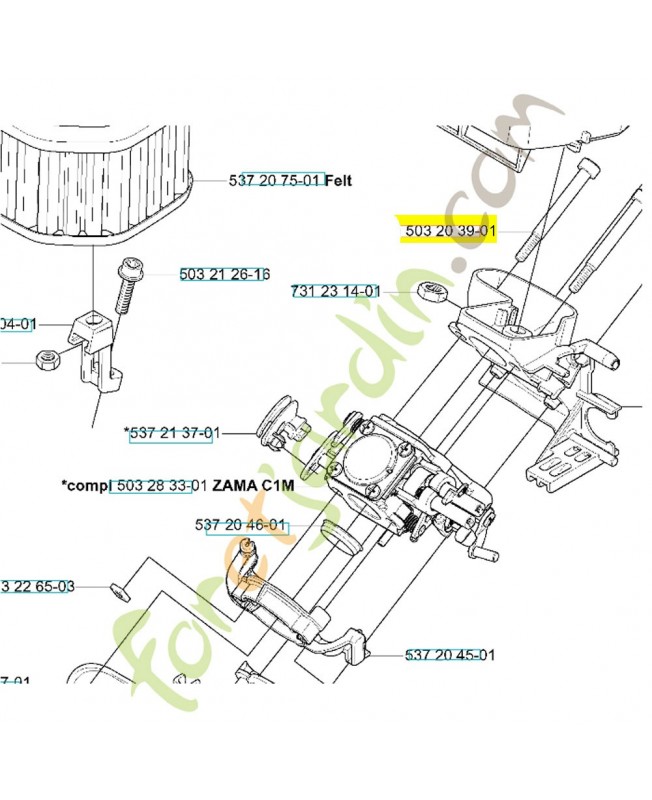 Vis 503203901. Pièce de rechange Husqvarna Vis 503203901. Pièce de rechange Husqvarna