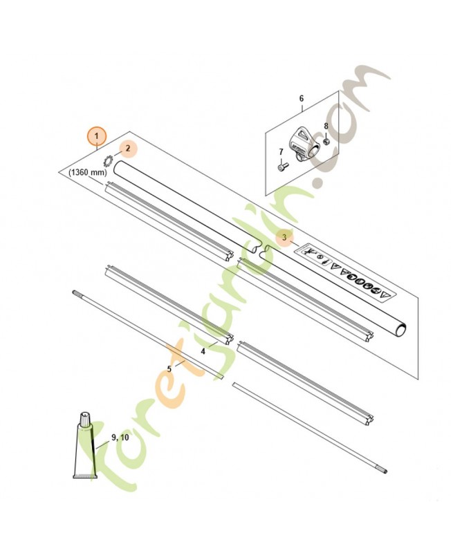 Tube complet ø 28 mm x 1,47 m 4147-710-7105. Pièce détachée Stihl / Vicking