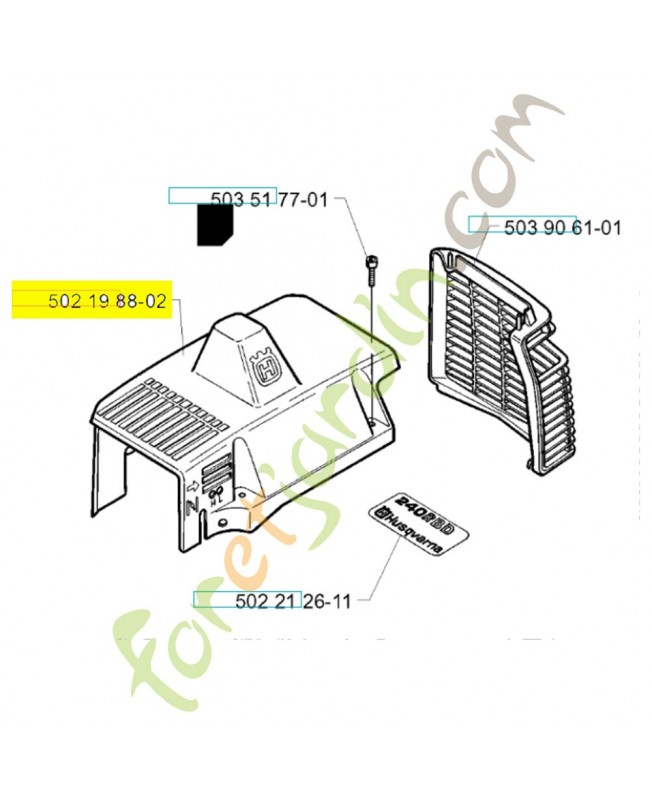 Capot cylindre 502198802. Pièce de rechange Husqvarna Capot cylindre 502198802. Pièce de rechange Husqvarna