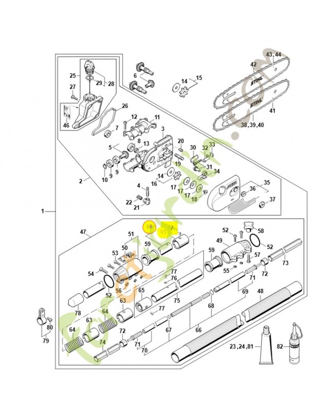 Tube complet diam 25,4 mm 4182-710-7111. Pièce de rechange Sithl / Vicking