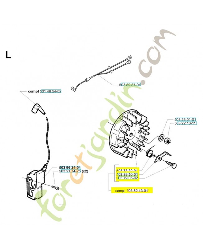 Volant magnétique 503824301. Pièce de rechange Husqvarna