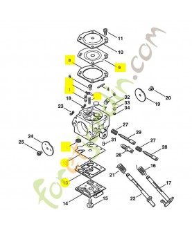 Jeu de pieces carburateur 1127-007-1060. Pièce détachée Stihl 