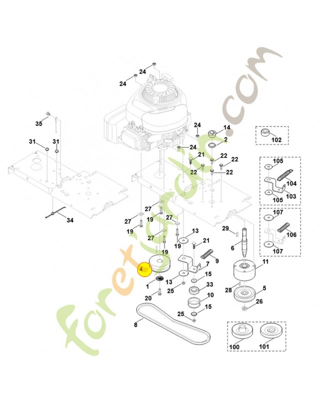 Poulie a gorge 6012-704-1010. Pièce de rechange Sithl / Vicking
