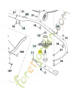Axe de palier lame 597023501. Pièce de rechange Husqvarna