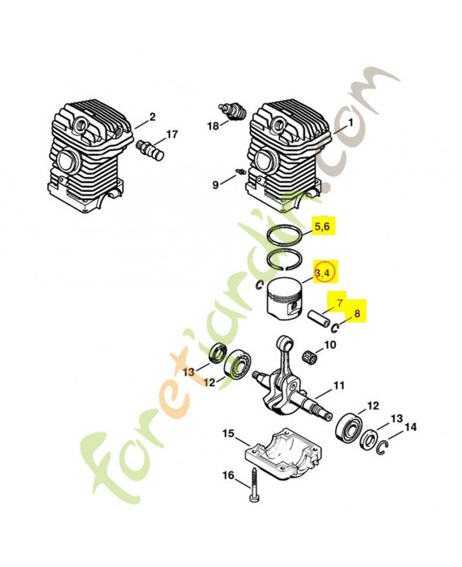 Piston complet 1123-030-2002. Pièce de rechange Sithl / Vicking