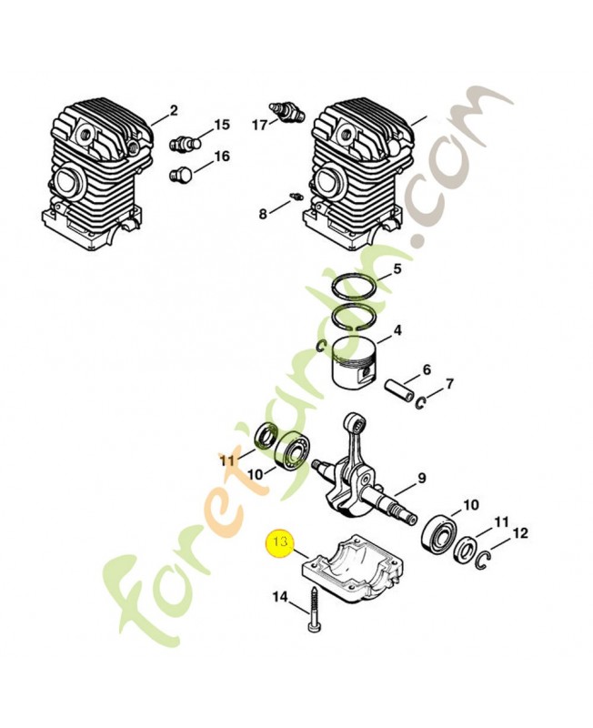 Carter inférieur 1123-021-2500. Pièce de rechange Sithl / Vicking