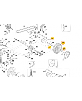 Roue. Pièce détachée Stihl / Vicking remplace référence 63837000421