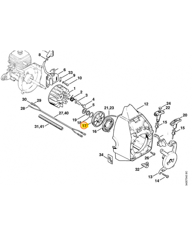 Poulie a cable 4130-195-0400. Pièce de rechange Sithl 