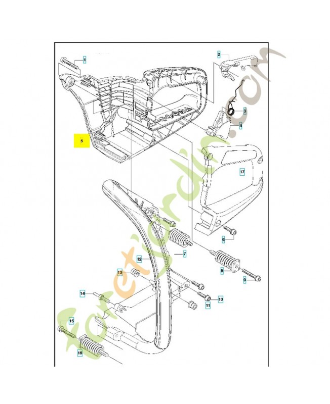 poignée arrière 537230602. Pièce de rechange Husqvarna