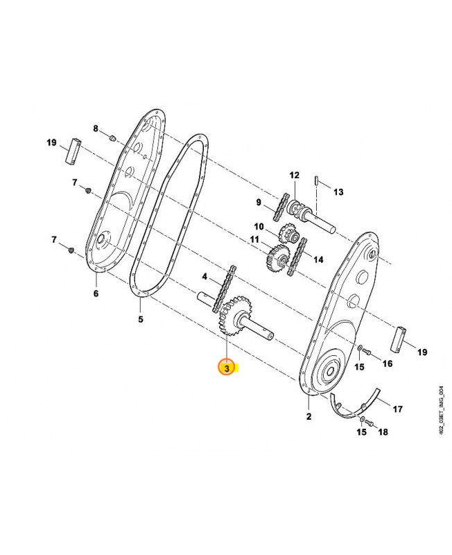 Arbre d'entrainement Stihl ref. 6228-640-2400