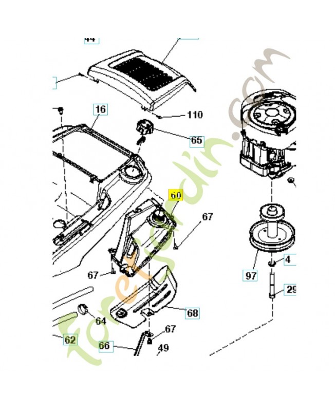 Réservoir de carburant complet 532437801. Pièce détachée Husqvarna