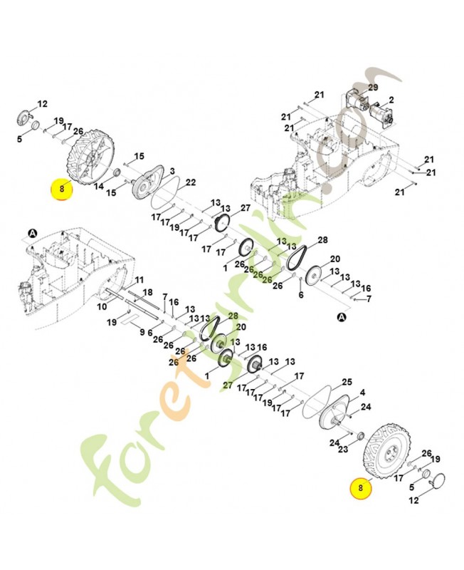 Roue arrière 6300-700-0400. Pièce de rechange Sithl / Vicking