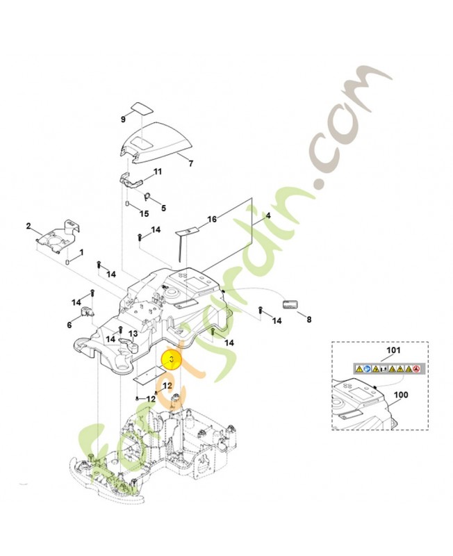 Platine capteur de capot 6301-430-5215. Pièce détachée Stihl / Vicking