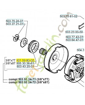 pignon  7t 3/8 501598002 - Pièce détachée Husqvarna