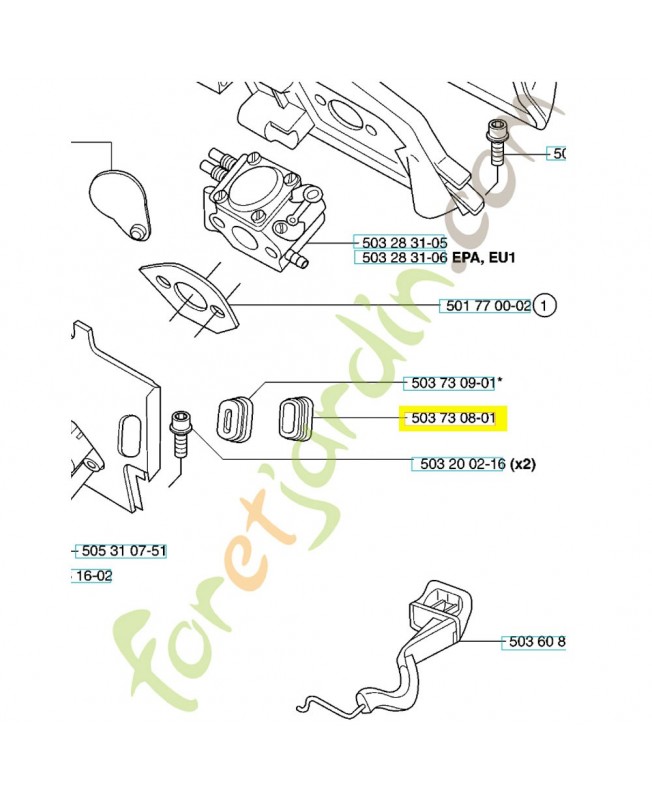 Passage 503730801. Pièce de rechange Husqvarna