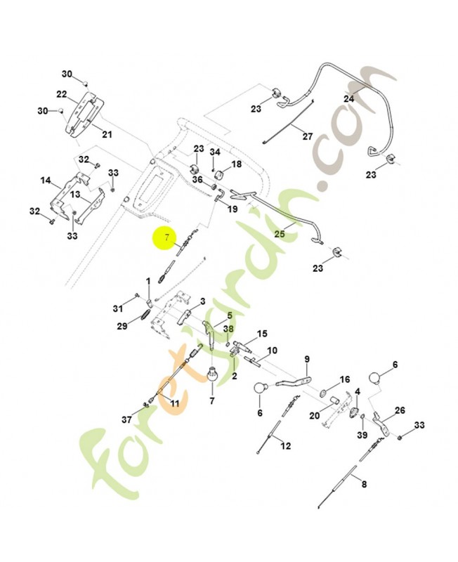 Cable commande traction 6378-700-7500. Pièce détachée Stihl / Vicking