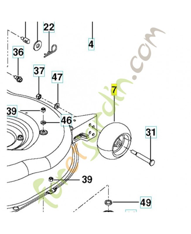 Roulette anti scalping 532133957.Pièce de rechange Husqvarna Roulette anti scalping 532133957.Pièce de rechange Husqvarna