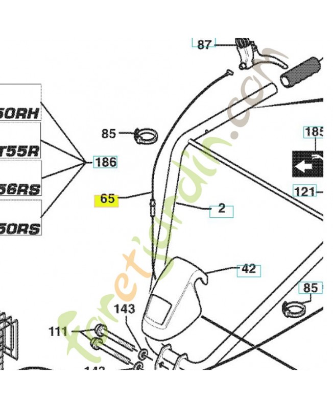 Cable embrayage 501005101. Pièce de rechange Husqvarna