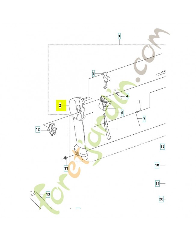 Poignée 537180711. Pièce de rechange Husqvarna 
