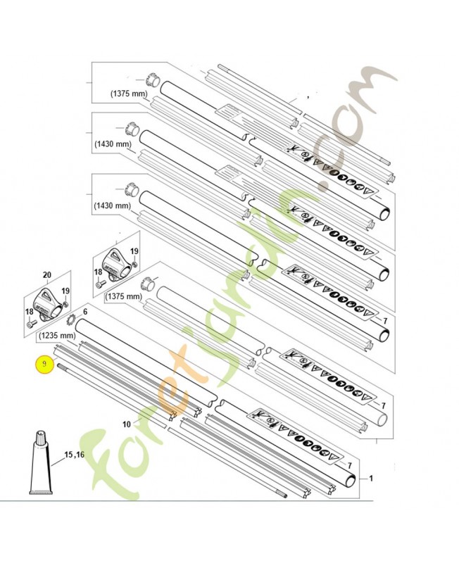 Fourreau 1425 mm 4128-711-7301. Pièce détachée Stihl / Vicking