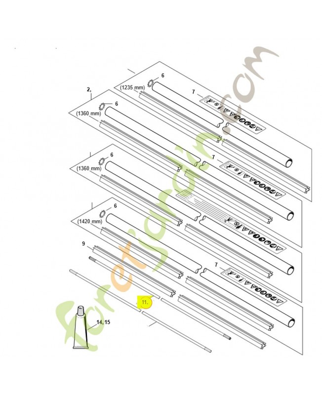 Arbre d'entraînement 1,523 m 4147-711-3205. Pièce détachée Stihl / Vicking
