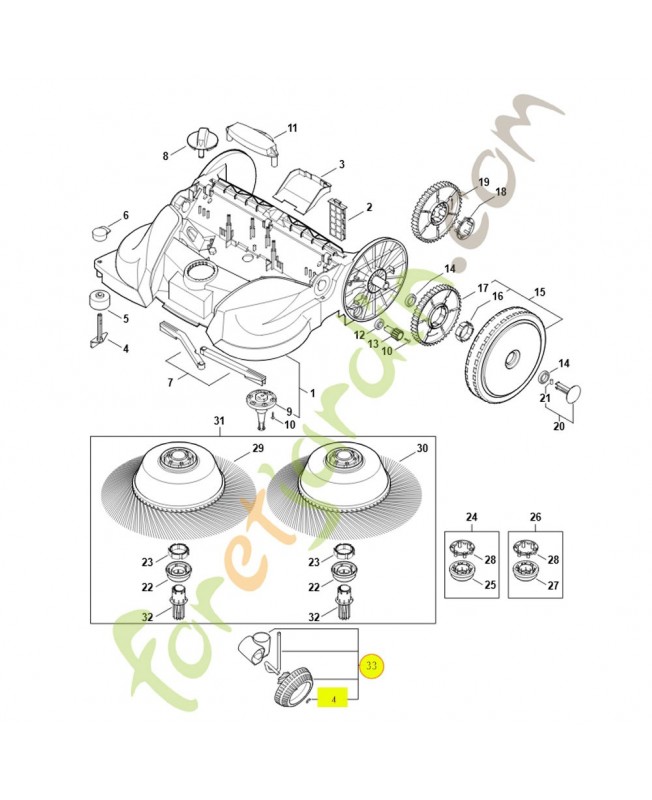 Roue droite 4860-730-0303. Pièce de rechange Sithl / Vicking