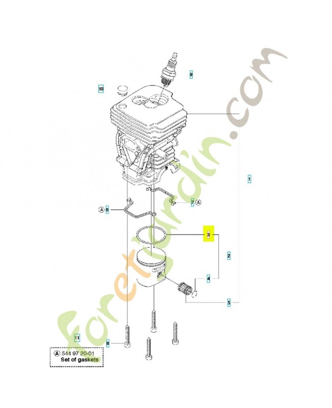 Segment de piston 544088701. Pièce de rechange Husqvarna