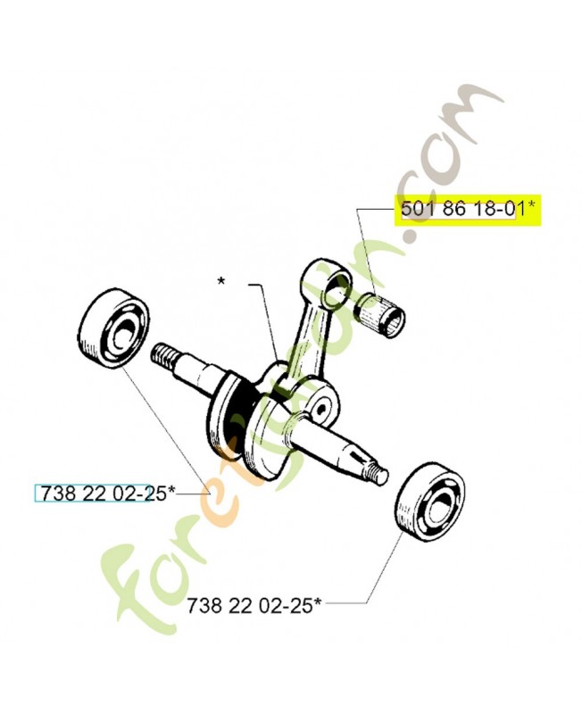 Roulement a aiguilles 501861801. Pièce de rechange Husqvarna