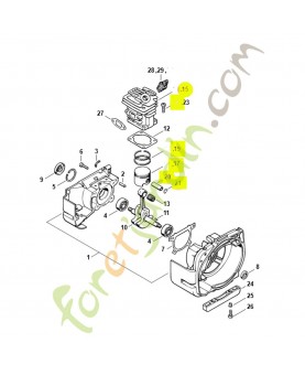 Cylindre+piston d 38 4119-020-1204. Pièce de rechange Sithl / Vicking