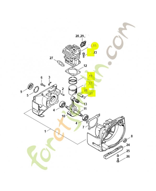 Cylindre+piston d 38 4119-020-1204. Pièce de rechange Sithl / Vicking