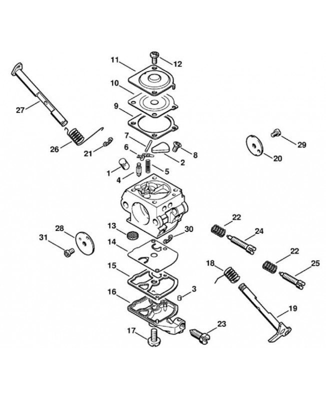Repères 1 à 31 Carburateur