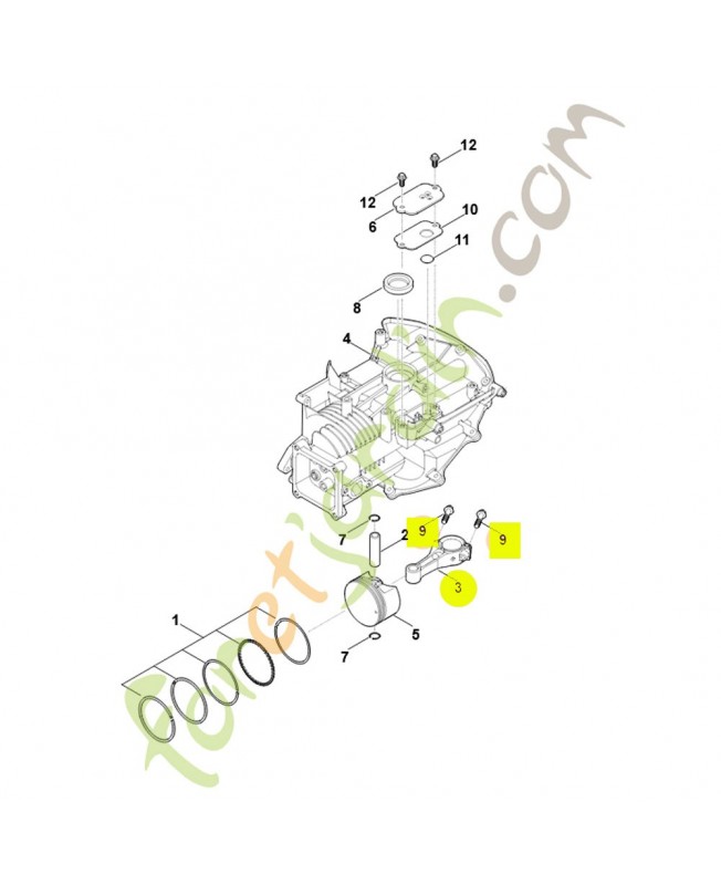 Bielle 0004-030-1200. Pièce détachée Stihl / Vicking