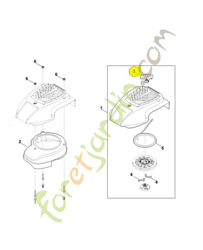 Poignée 0004-195-3400. Pièce détachée Stihl / Vicking