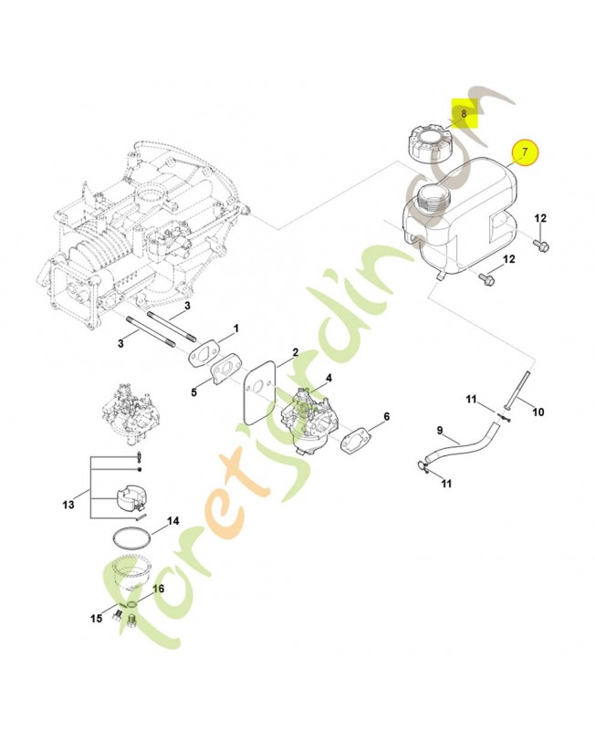 Réservoir d'essence 0004-350-0400. Pièce détachée Stihl / Vicking