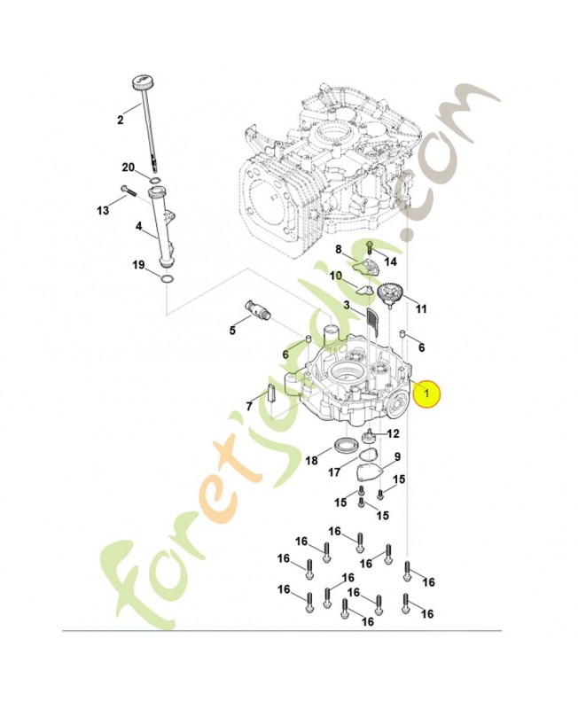 Carter de vilebrequin 0004-020-2101. Pièce détachée Stihl / Vicking