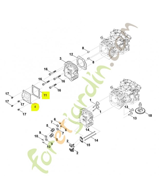 Couvre-soupapes 0004-025-1101. Pièce détachée Stihl / Vicking