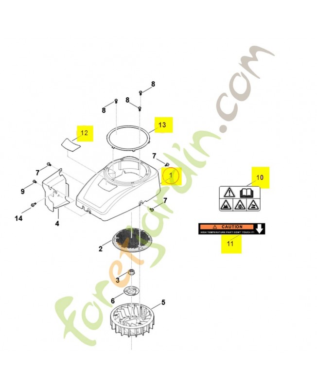 Recouvrement 0004-080-0400. Pièce détachée Stihl / Vicking