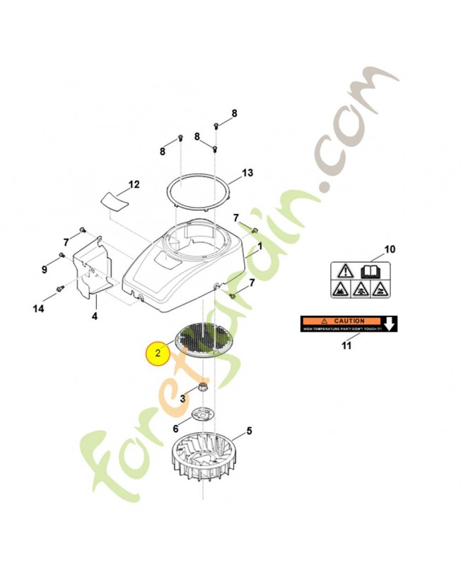 Grille de ventilateur 0004-084-1200. Pièce détachée Stihl / Vicking