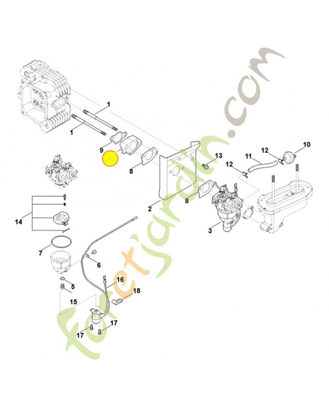 Bride intermédiaire 0004-121-1600. Pièce détachée Stihl / Vicking