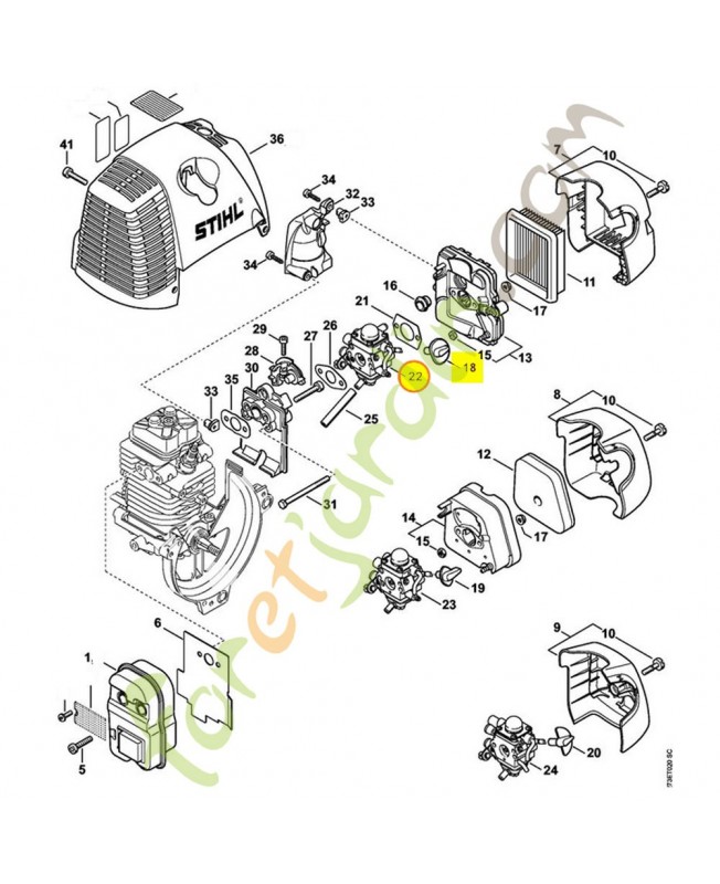 Carburateur c1q-s 176 stihl ref. 4180-120-0613 Remplace référence 41801200606