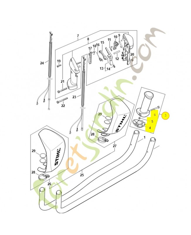 Poignée main gauche 4148-790-0300. Pièce de rechange Sithl / Vicking