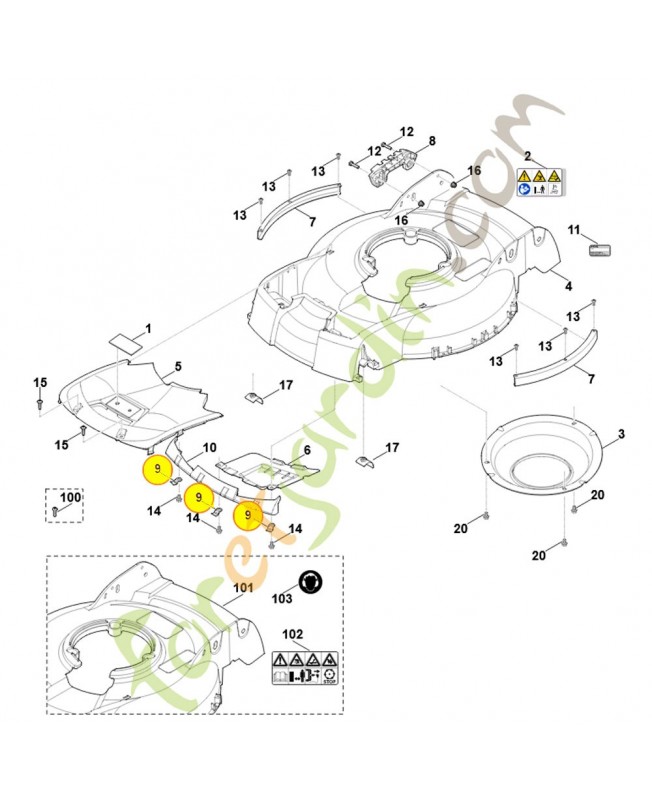 Support en tôle 6383-763-5400. Pièce de rechange Sithl / Vicking