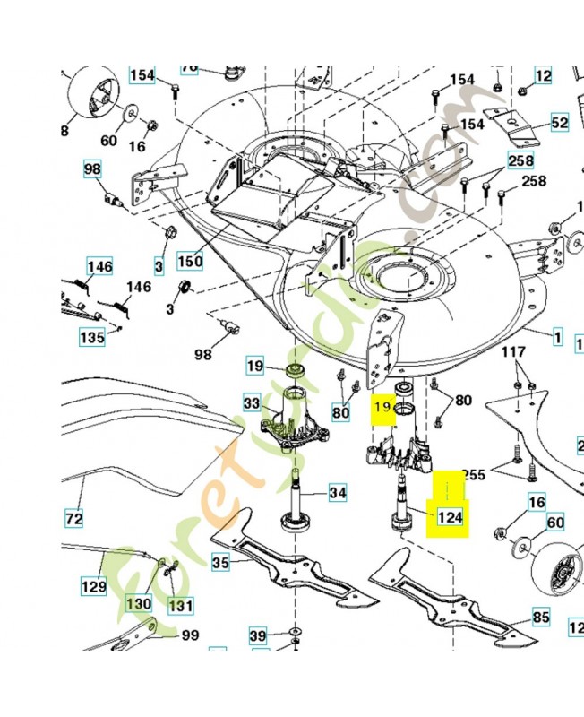 Palier de lame nu droit 581650501. Pièce de rechange Husqvarna