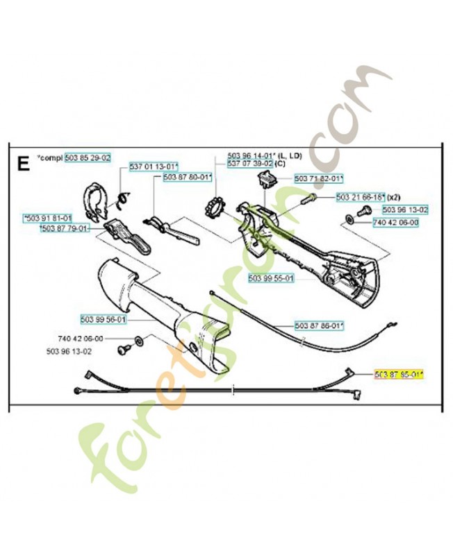 Cable 503878501. Pièce de rechange Husqvarna