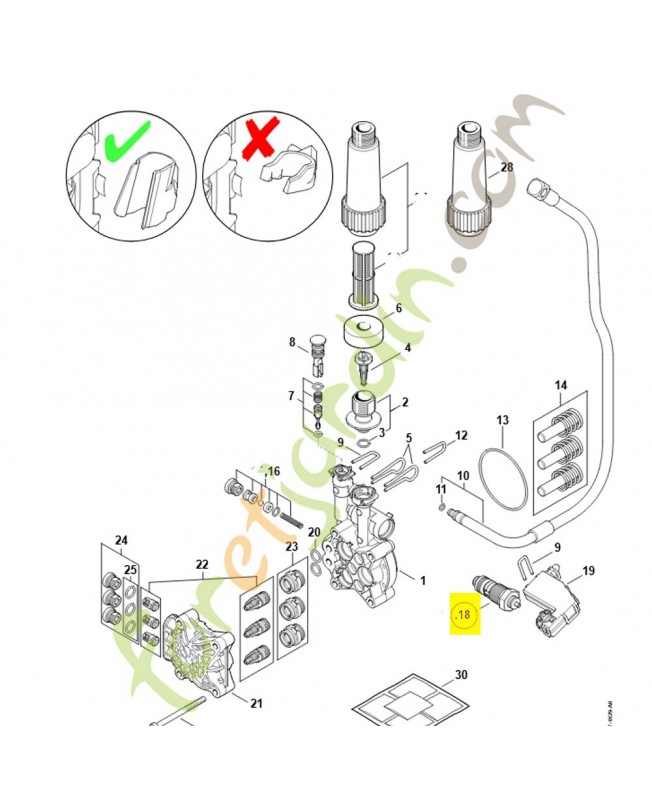 Piston distributeur 4950-510-0304. Pièce détachée Stihl / Vicking