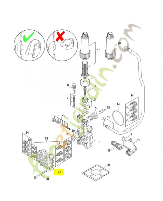 Bloc de soupapes 4950-701-1200. Pièce détachée Stihl / Vicking