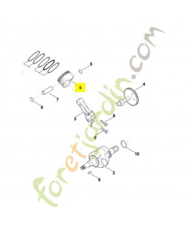 Jeu de segments de piston et piston 0004-007-1018 Pièce détachée Stihl / Vicking