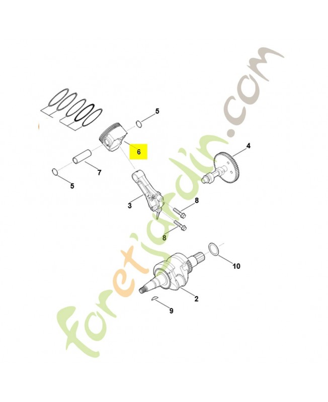 Jeu de segments de piston et piston 0004-007-1018 Pièce détachée Stihl / Vicking Jeu de segments de piston et piston 0004-007-1018 Pièce détachée Stihl / Vicking